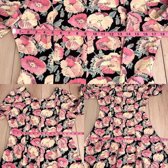 Vintage 90s Ashley Brooke Long Sleeve Floral Rayon Swing Dress VTG 10 / Modern 6 - Picture 11 of 15